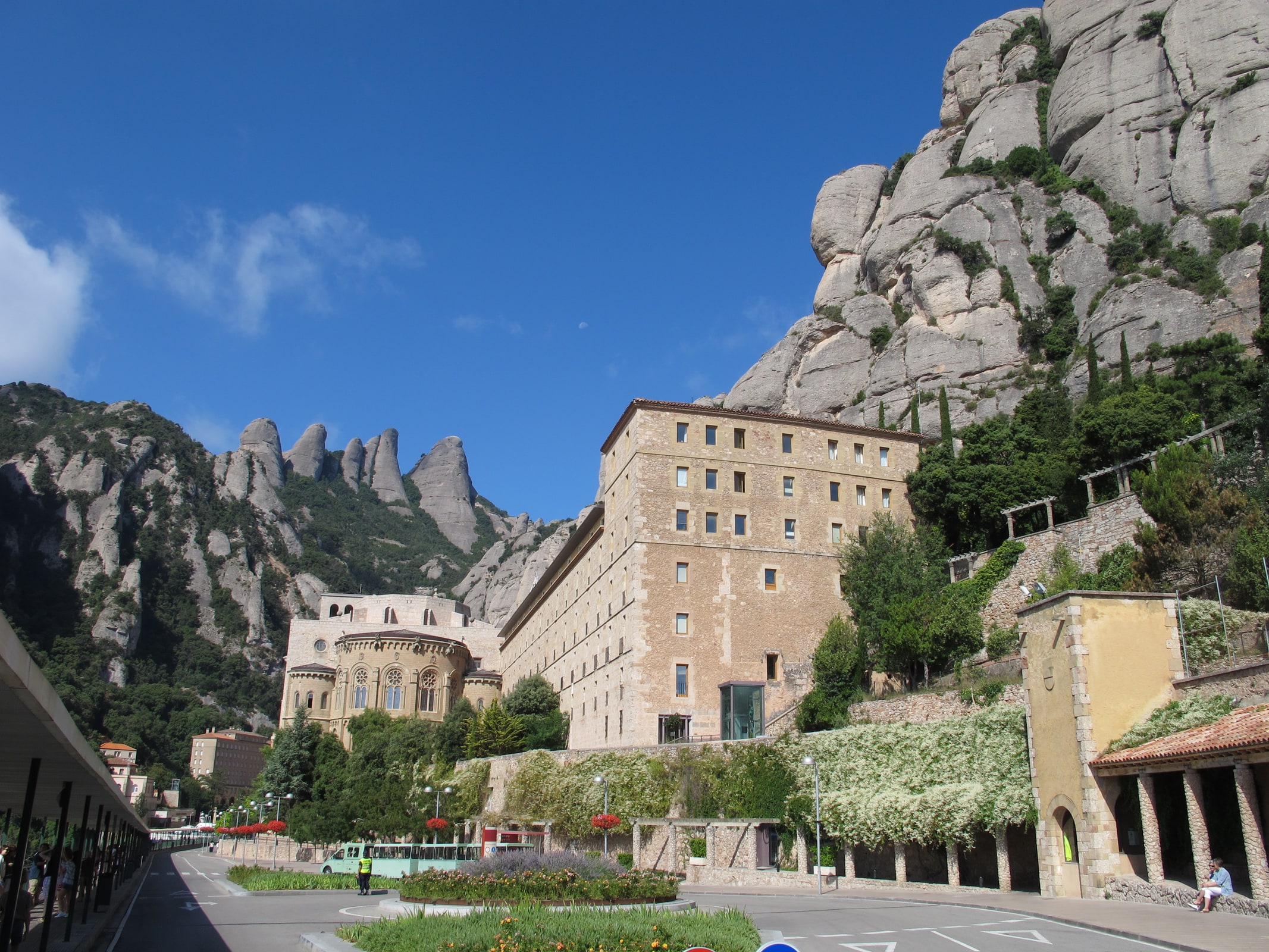 The Abbey of Montserrat set among the serrated mountains of Catalonia, Spain.