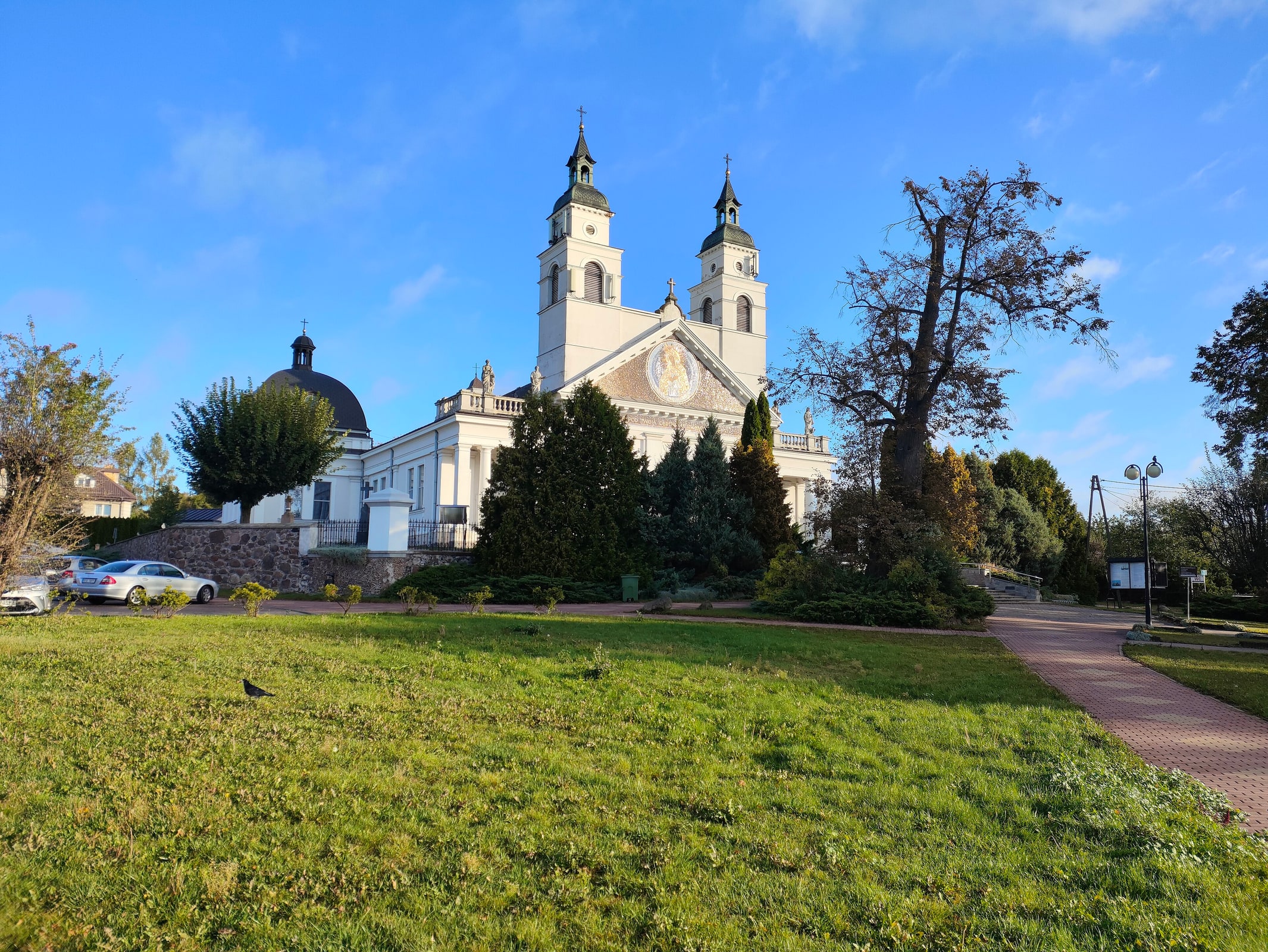 Exterior of St. Anthony of Padua Church and the Sanctuary of the Blessed Sacrament in Sokółka, Poland.