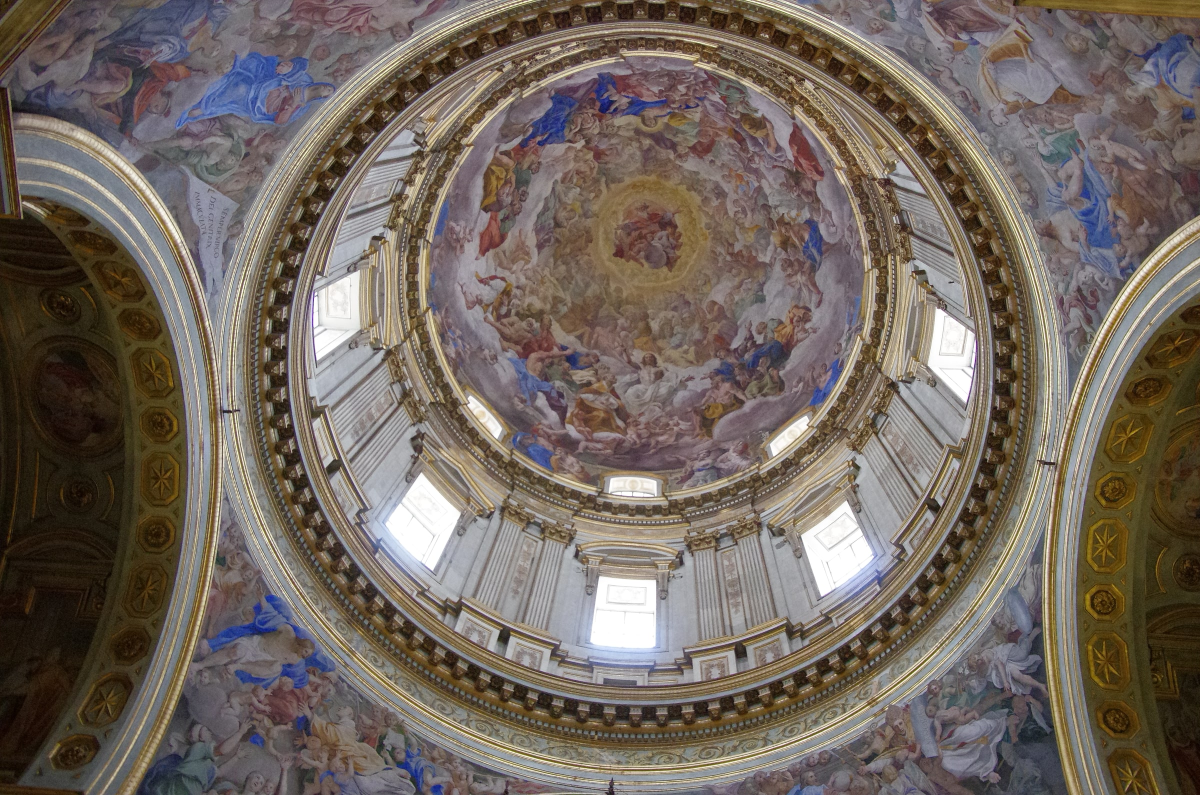 The frescoed dome of the Chapel of St. Januarius inside Naples Cathedral.