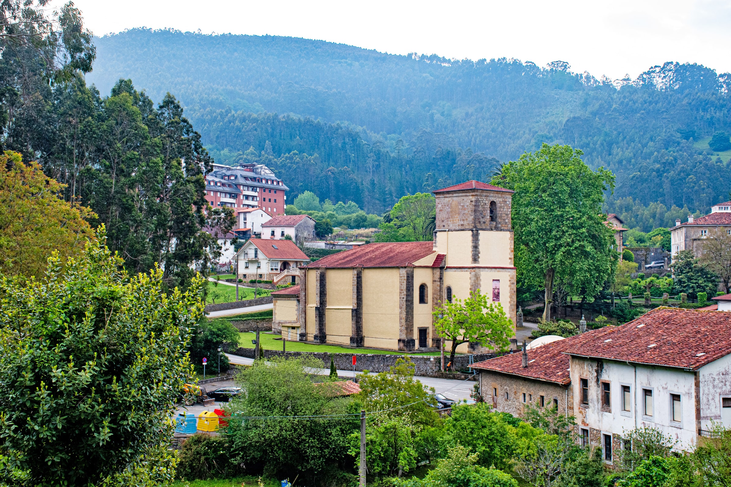 The Church of St. Peter and Sanctuary of the Holy Christ of the Agony in Limpias, Spain.