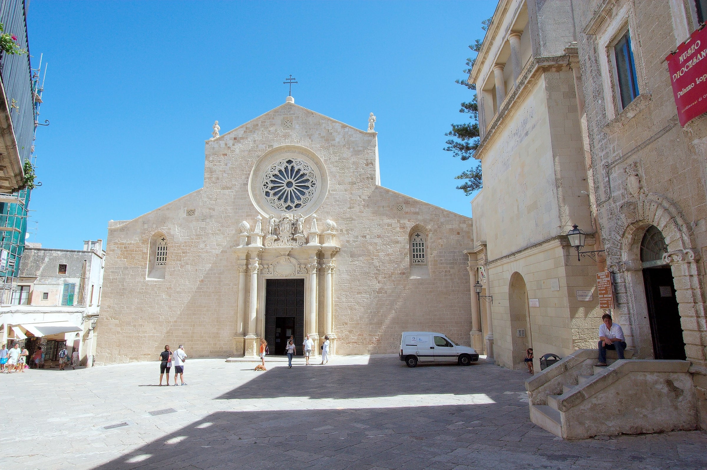 The Romanesque façade of Otranto Cathedral in Apulia, home of the Chapel of the Holy Martyrs.