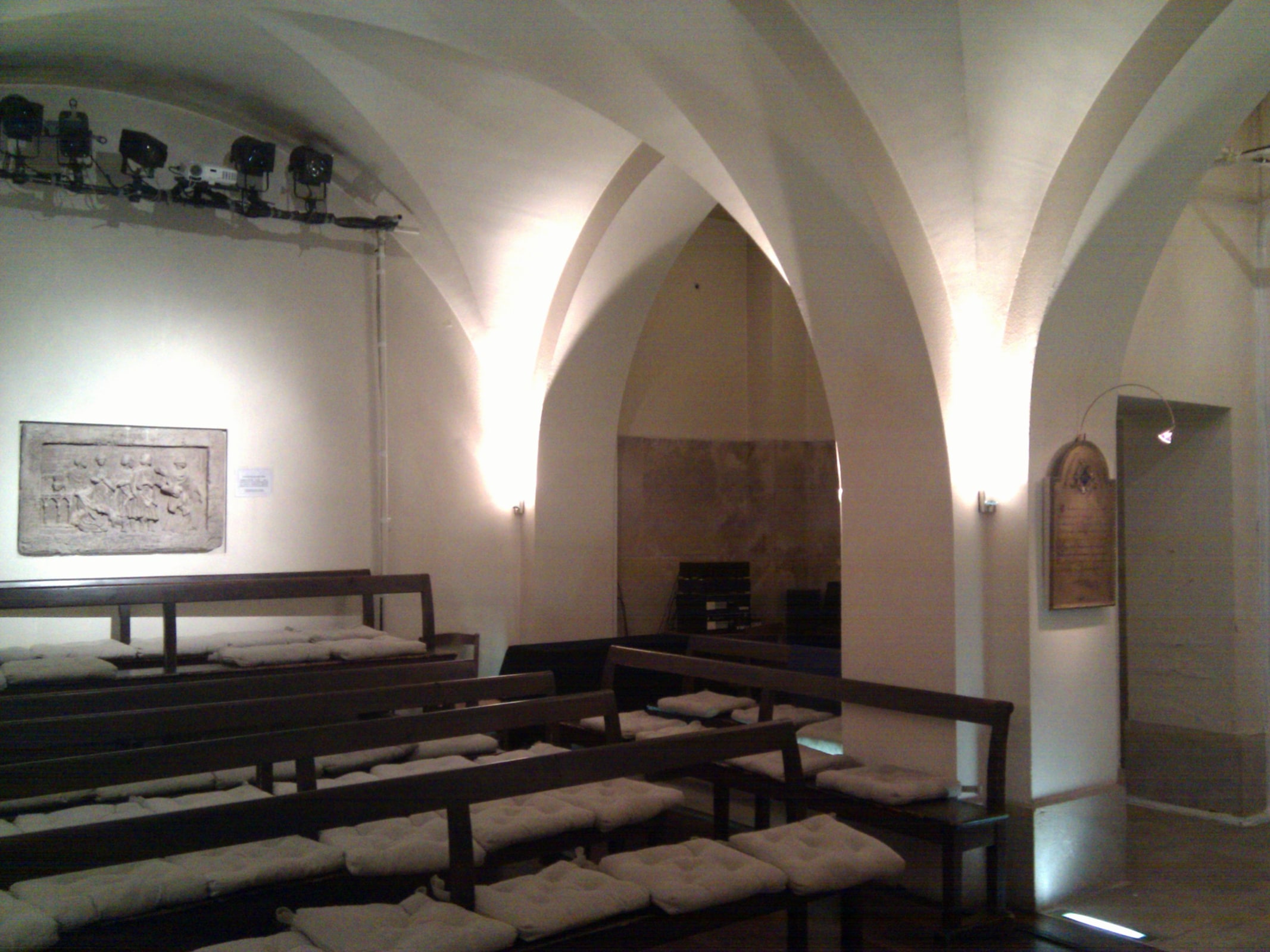 The underground crypt of the Martyrium of Saint Denis in Montmartre, viewed from the altar.