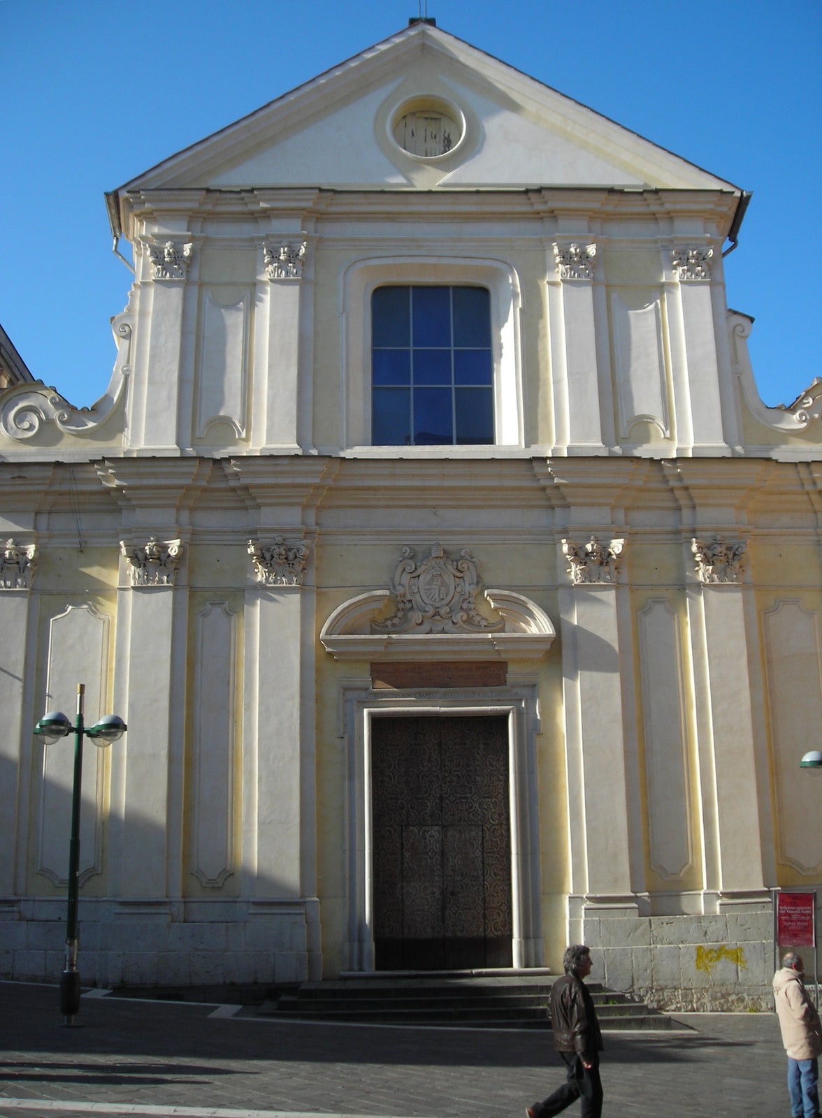 The Baroque facade of the Basilica of St. Bartholomew the Apostle in Benevento.