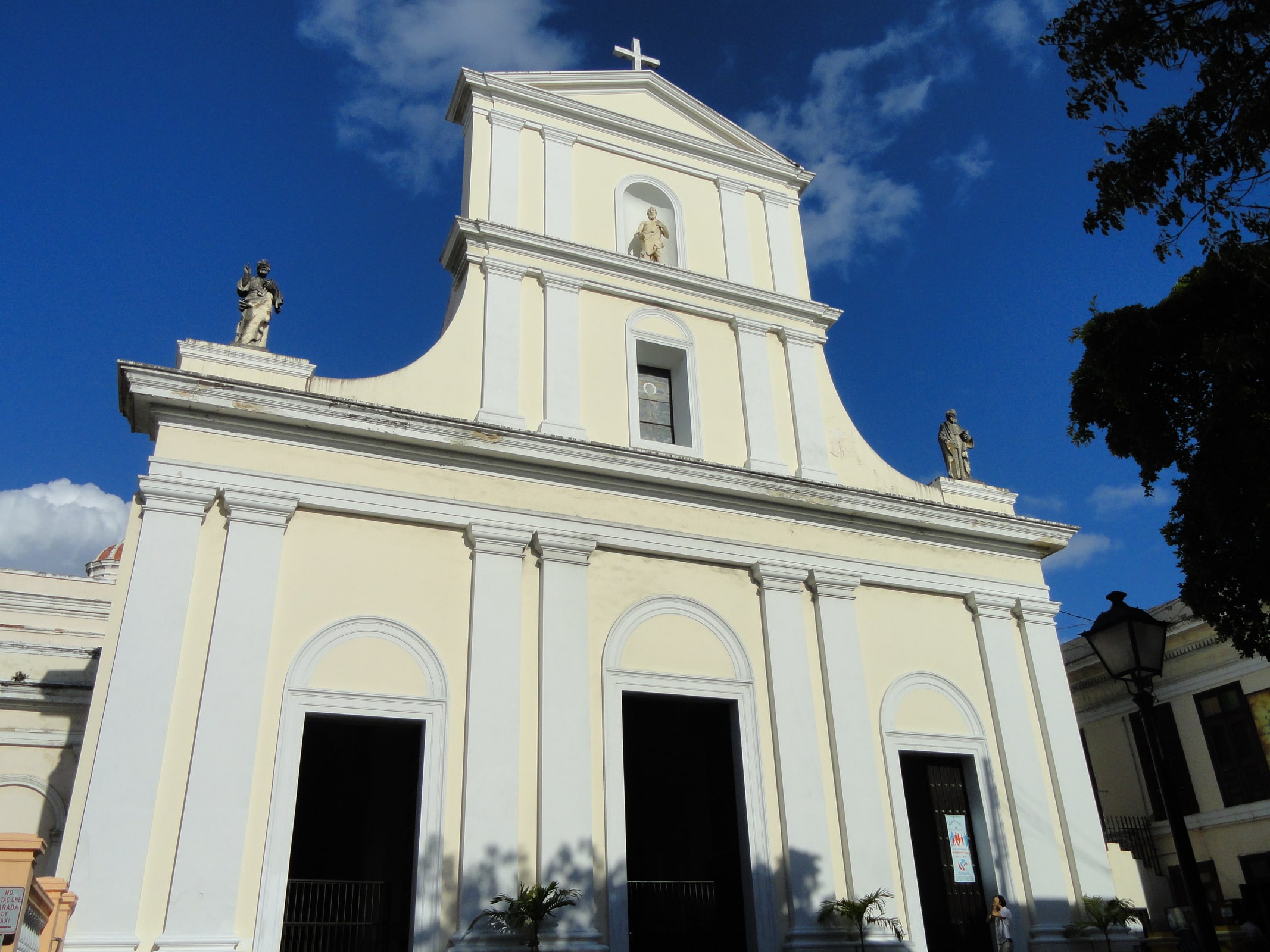 Exterior of the Cathedral Basilica of San Juan Bautista in Old San Juan, Puerto Rico.