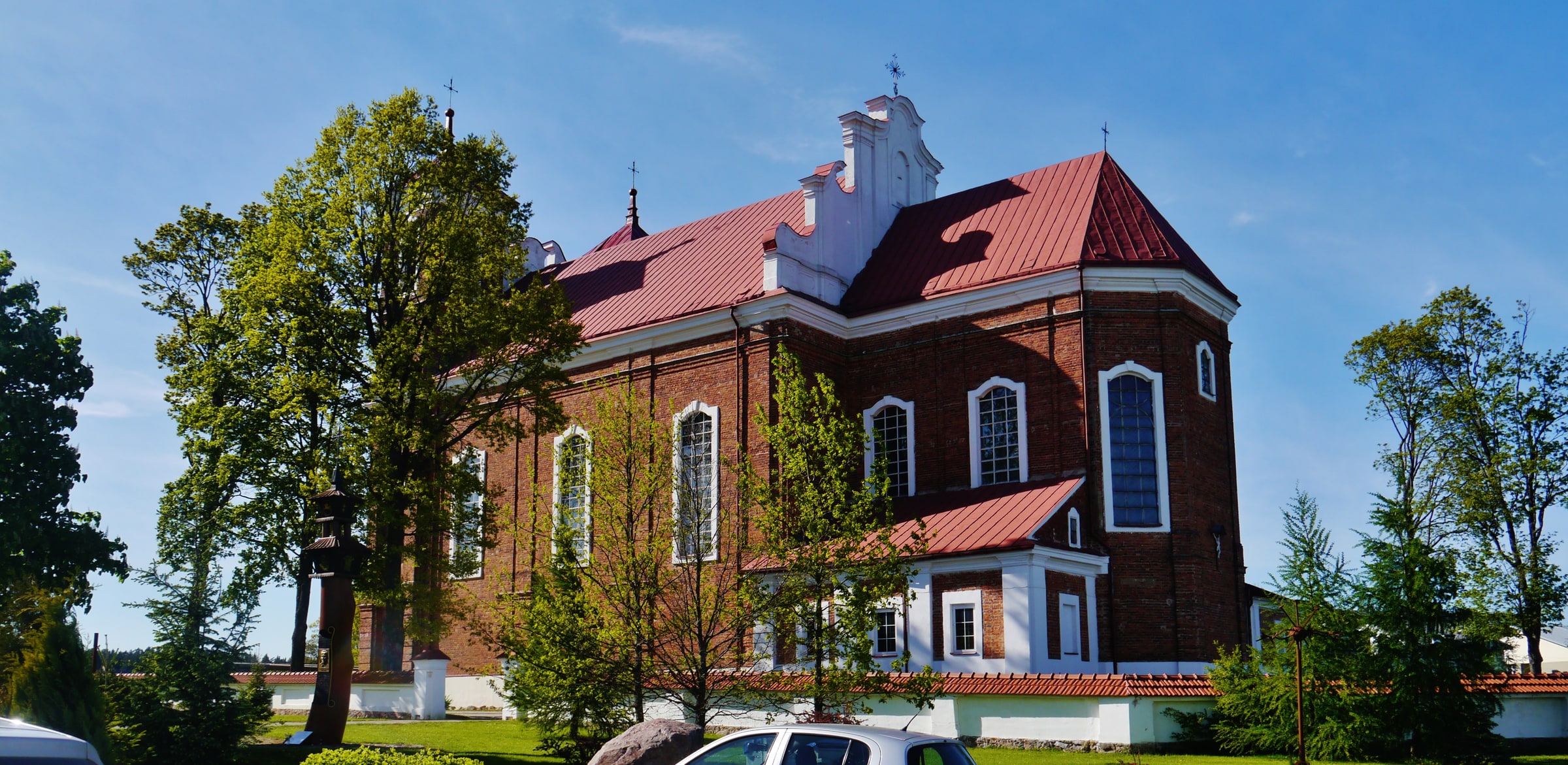 The twin-towered Basilica of the Nativity of the Blessed Virgin Mary at Šiluva, Lithuania.
