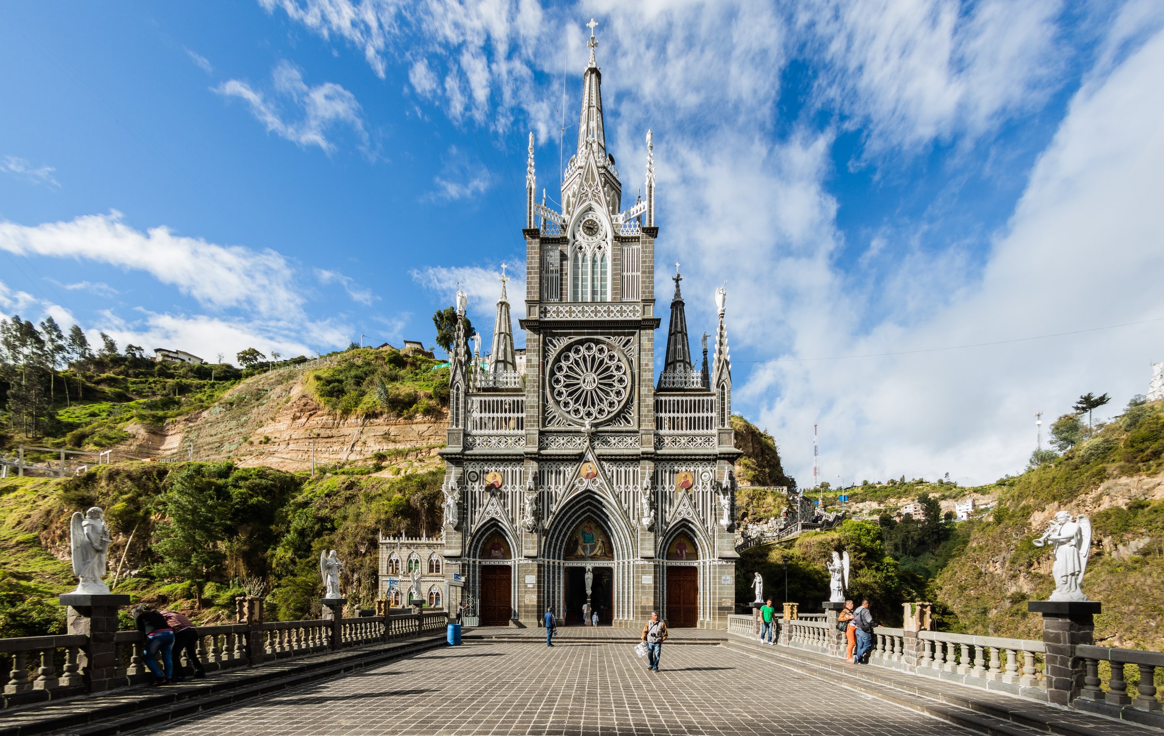 Las Lajas Sanctuary spanning the Guáitara River canyon near Ipiales, Colombia.