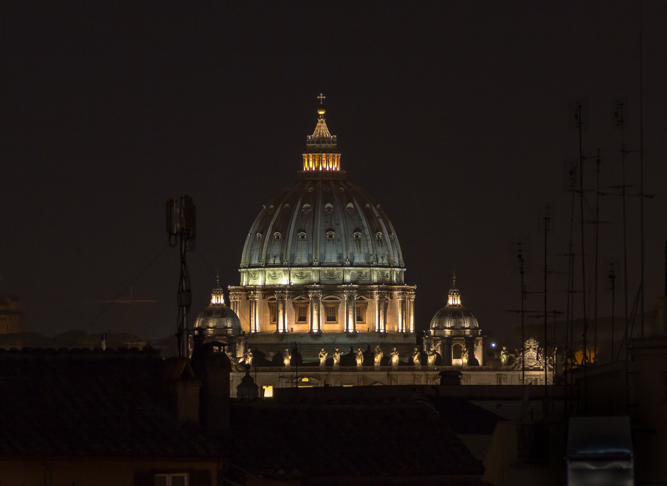 The dome and exterior of St. Peter's Basilica in Vatican City.