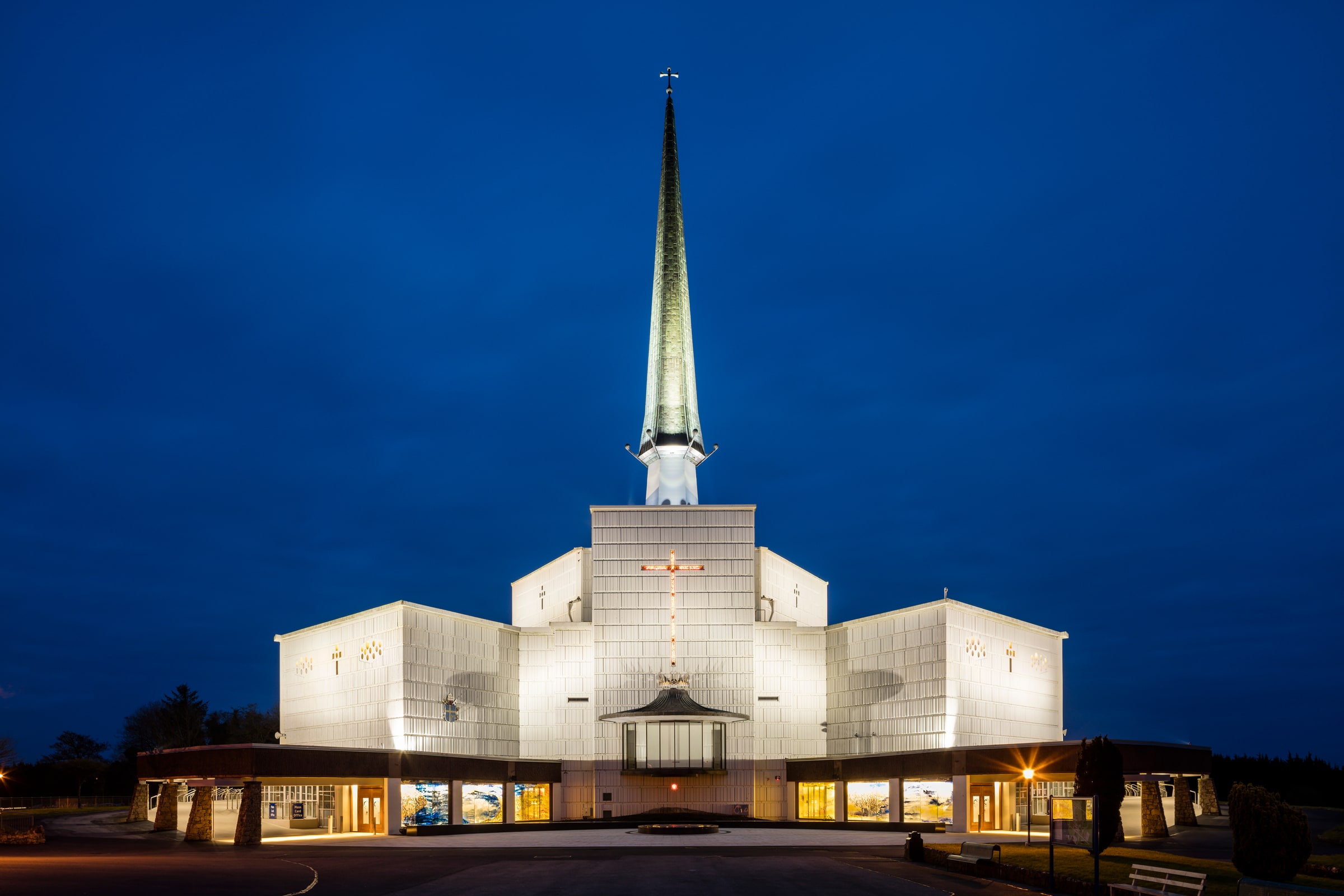 The modern basilica at the Sanctuary of Our Lady of Knock in County Mayo, Ireland.