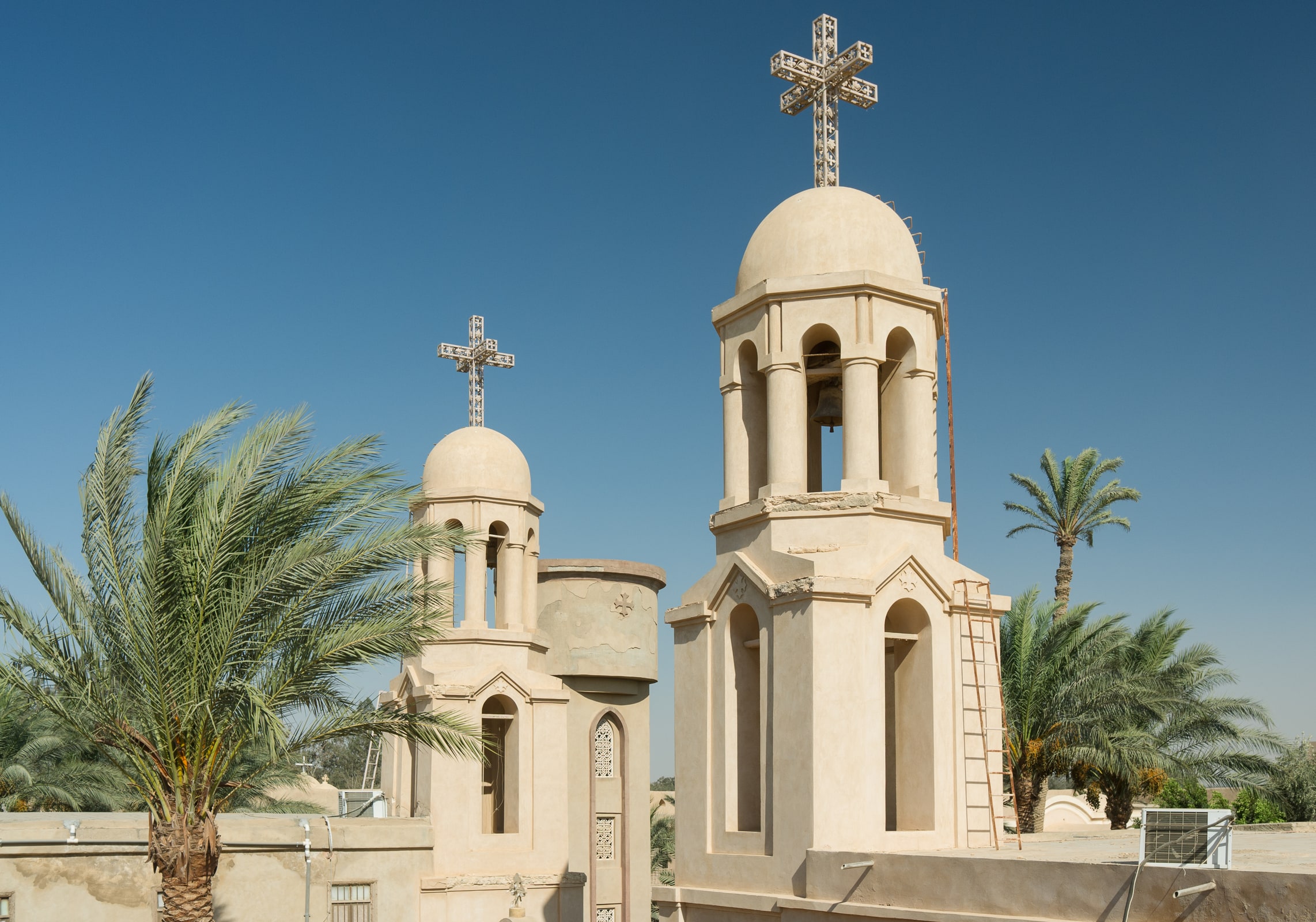 The ancient Coptic Orthodox Paromeos Monastery in Wadi al-Natrun, Egypt, principal relic shrine of St. Moses the Ethiopian.