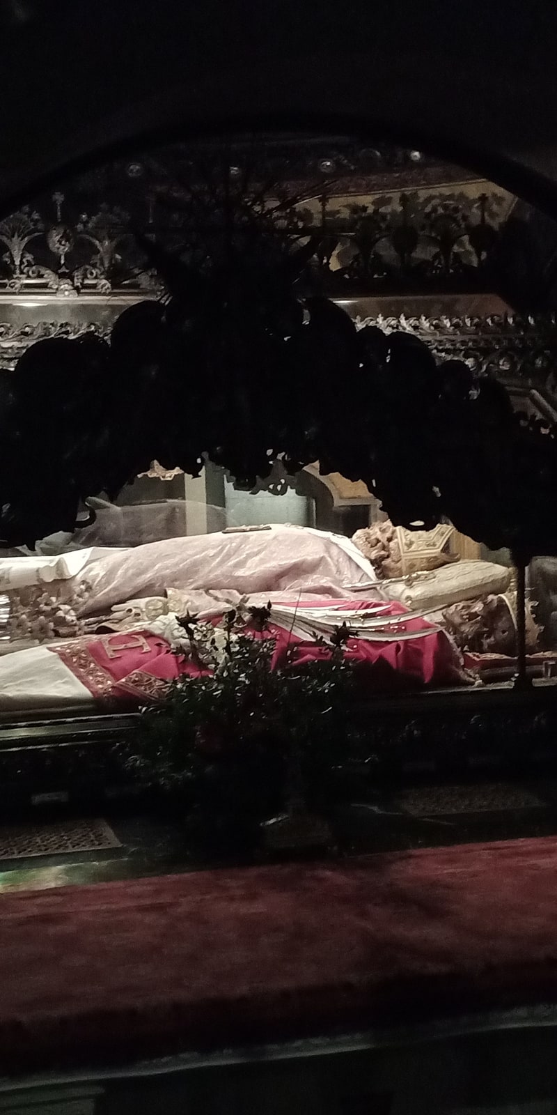 The bodies of Saints Ambrose, Gervasius, and Protasius in the crypt of Sant’Ambrogio in Milan.