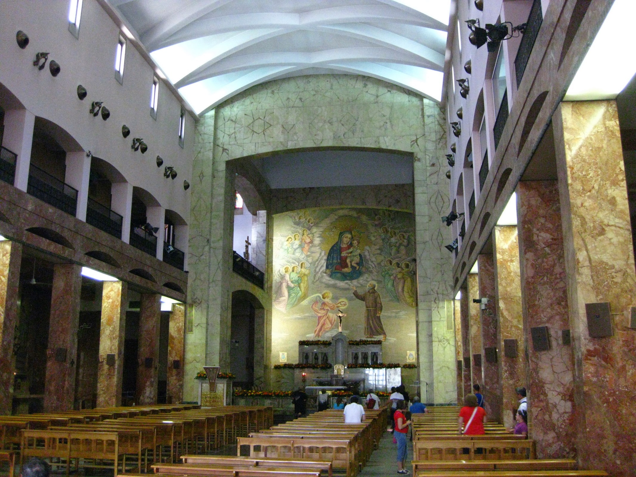 The interior of Santa Maria delle Grazie, part of the Padre Pio pilgrimage sanctuary in San Giovanni Rotondo, Italy.